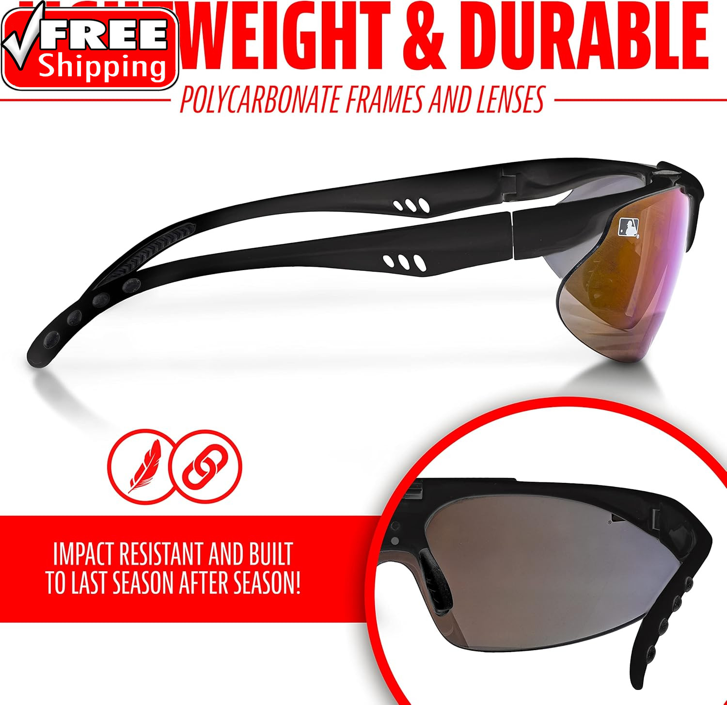 Franklin Sports Baseball + Softball Sunglasses – Men’S + Women’S Sports Sunglass
