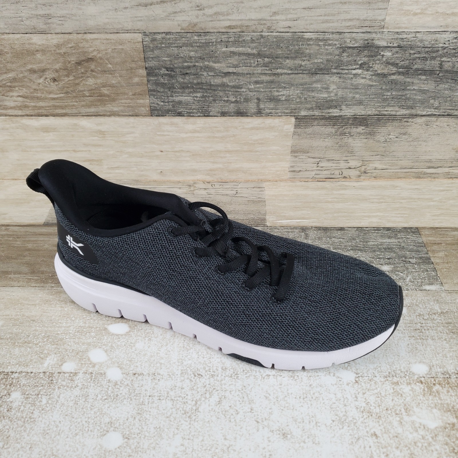 Kuru Flex Via Mens Shoes Sz 8.5 W Running Jet Black Bright White Lace Up Sneaker