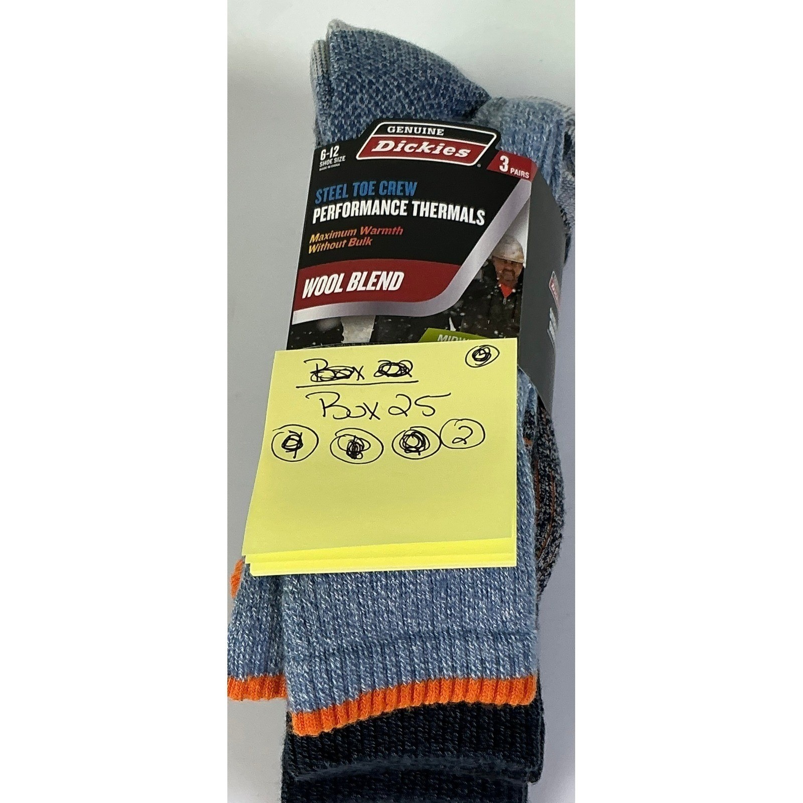 Dickies Mens Steel Toe Crew Performance Thermal Wool Blend Socks 3 Pairs Sz 6-12