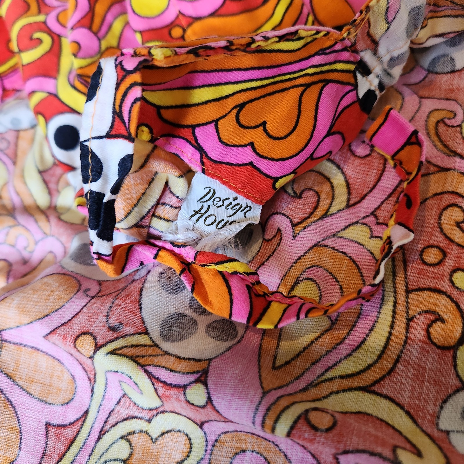 Vtg 60s Psychedelic DESIGN HOUSE Artist MCM Smock Apron MOD Flower Power Ladybug