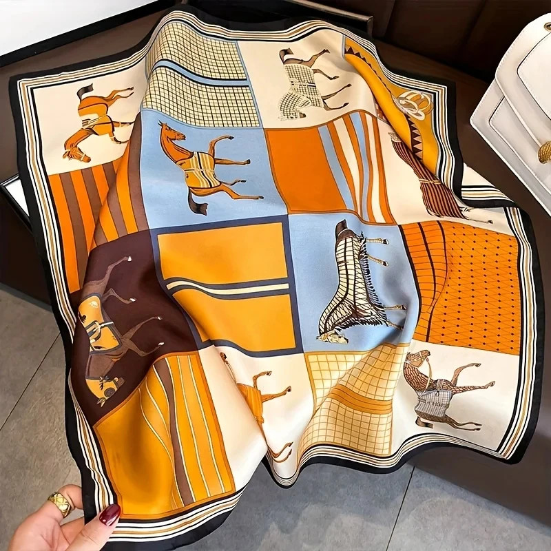 Luxury Silk Shawl Square Scarf for Women Satin Fashion Wraps Neckerchief Female