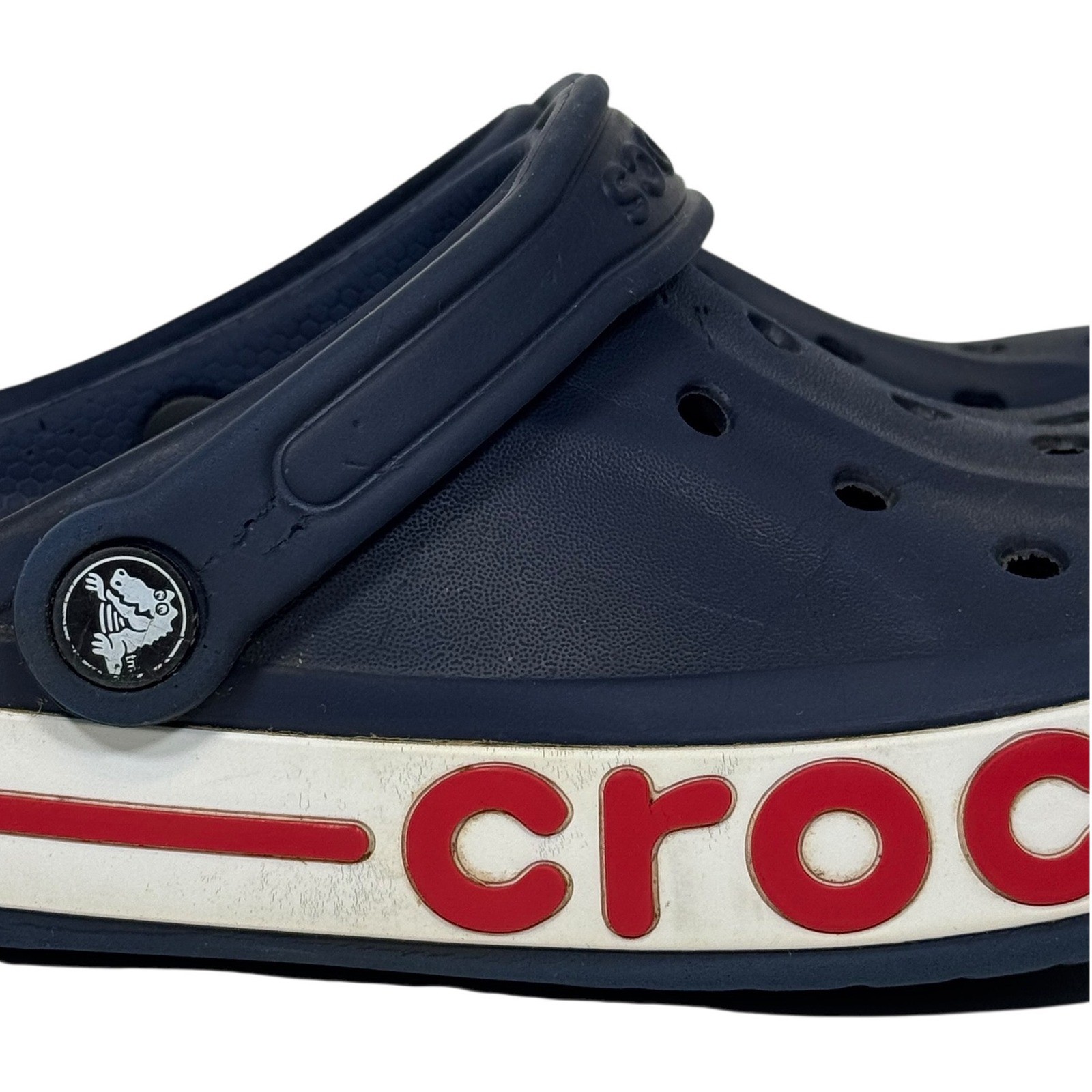 Crocs Bayaband Clogs Navy Blue White Red Mens 5 Womens 7 Unisex Slip On Shoes