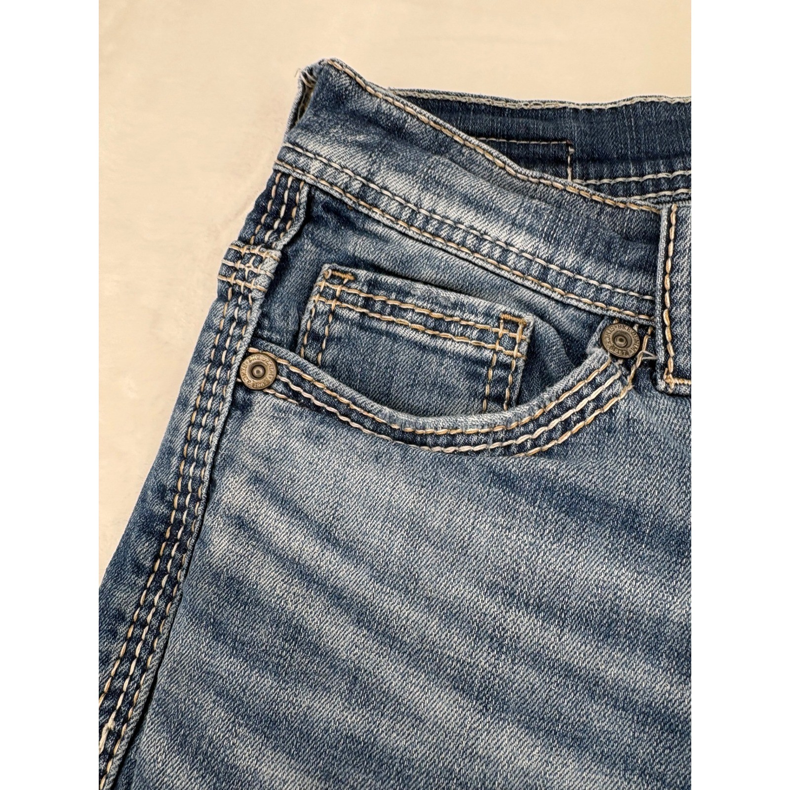 BKE Aiden Jeans Mens 29×30 Straight Leg Blue Medium Wash Heavy Stitching
