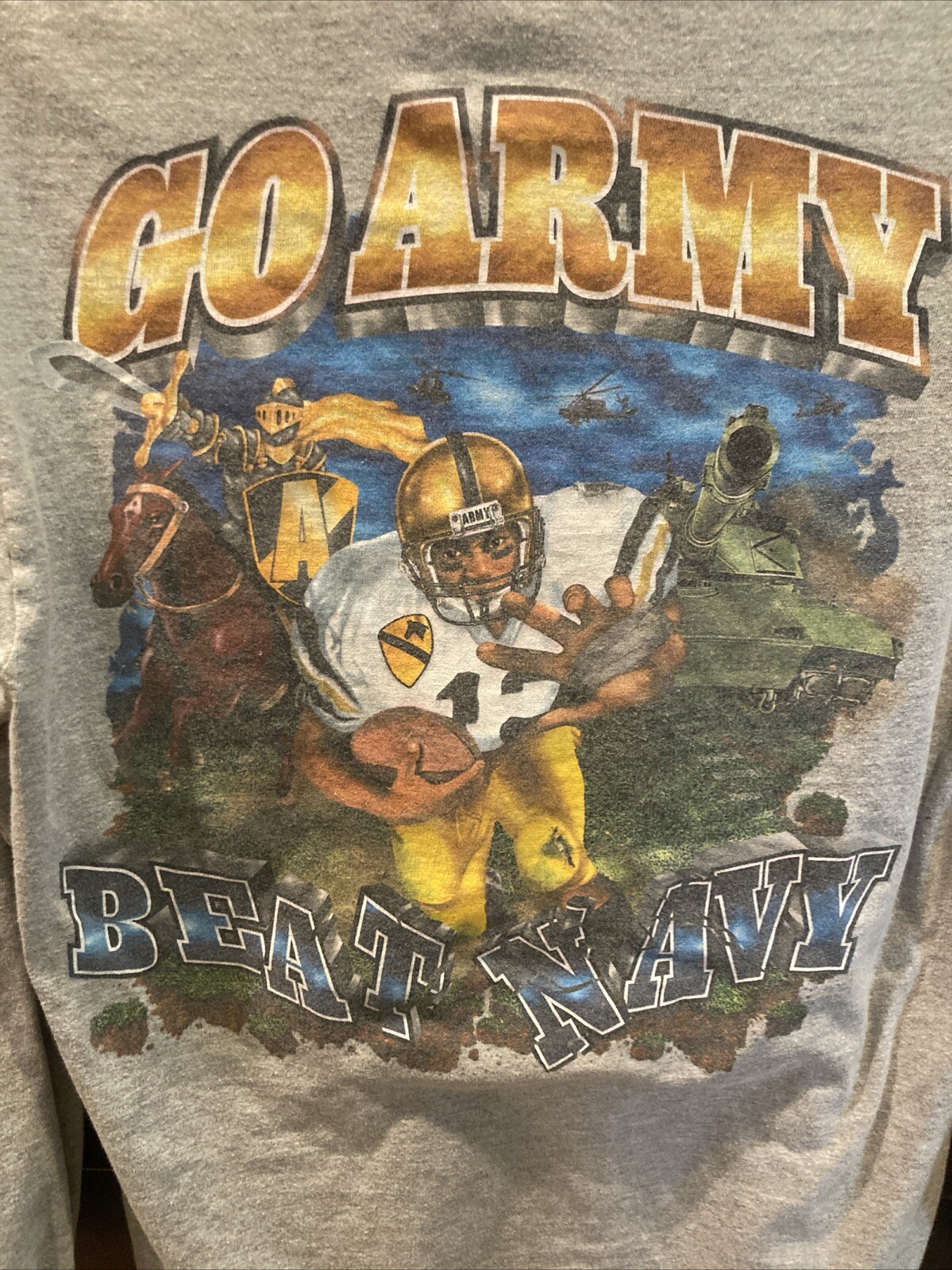 Vintage 2004 Small Double Sided Gray Army Vs. Navy Football Long Sleeve T-Shirt
