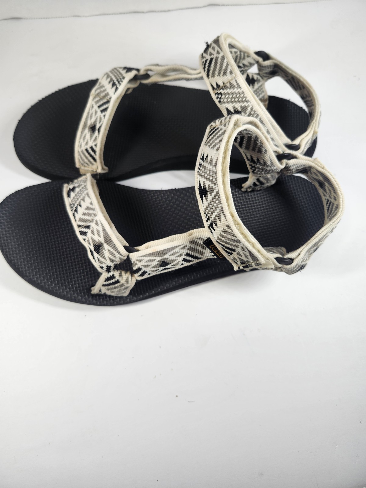 Teva Womens Size 8 Universal Sandals Black Cream Tribal Hook Loop Hiking Water