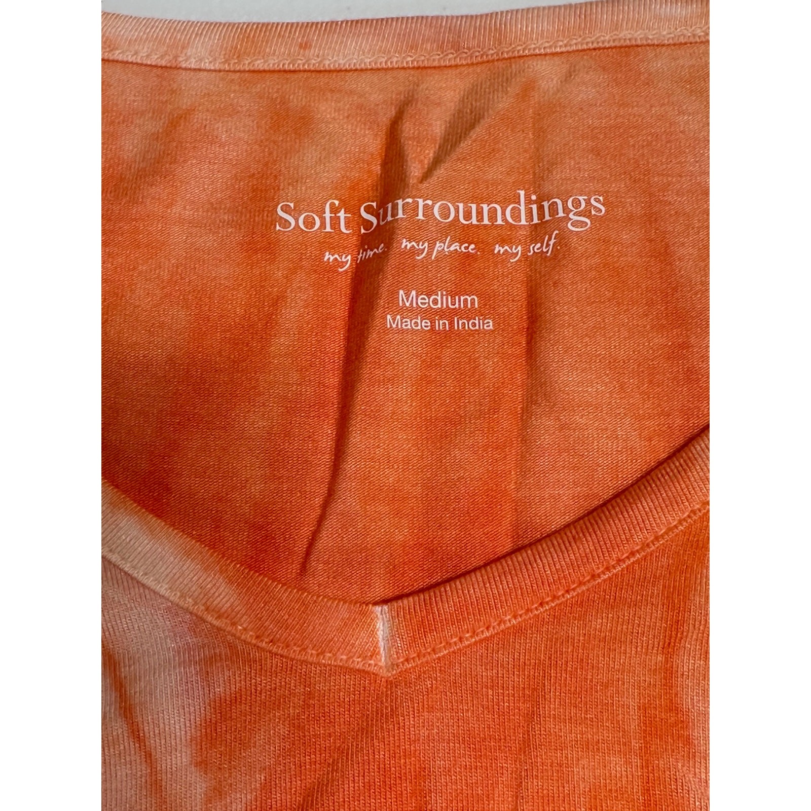 Soft Surroundings Top Womens Medium Orange Ombre Tunic Knit Modal Beachy Boho