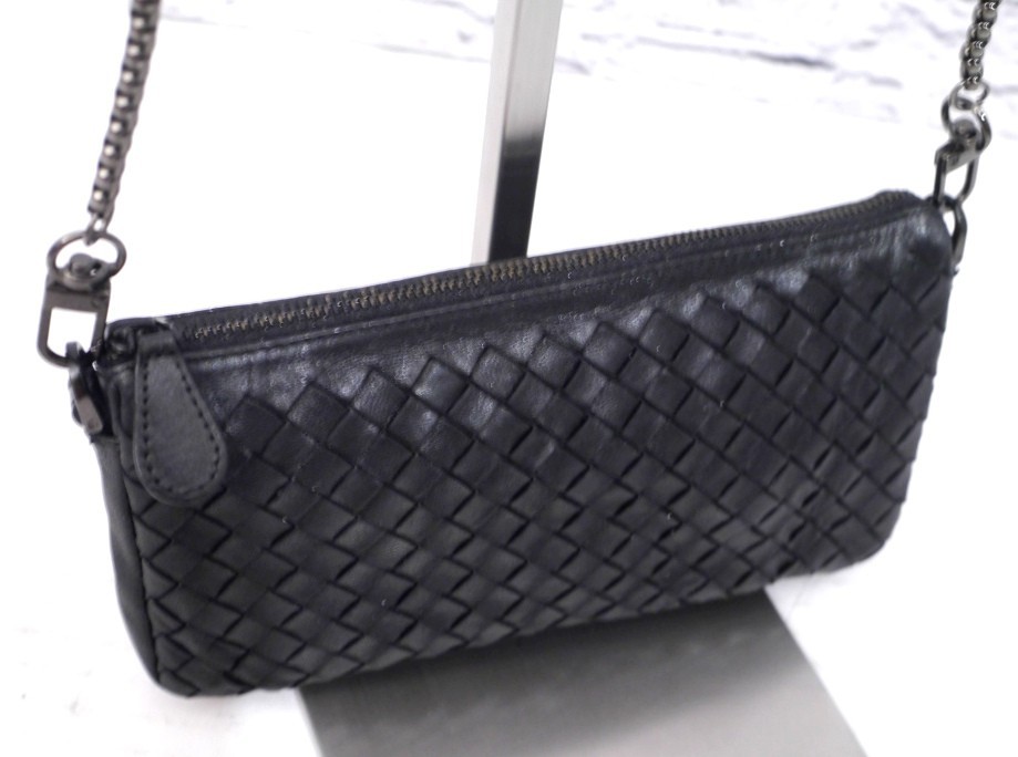 [Authentic] BOTTEGA VENETA Intrecciato Leather Crossbody Mini Shoulder Bag Pouch