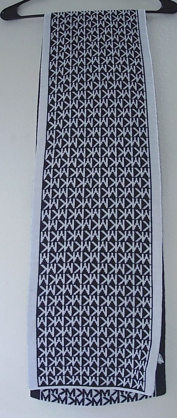 Michael Kors Black & White MK Logo Monogram Scarf 100% Acrylic MSRP $58