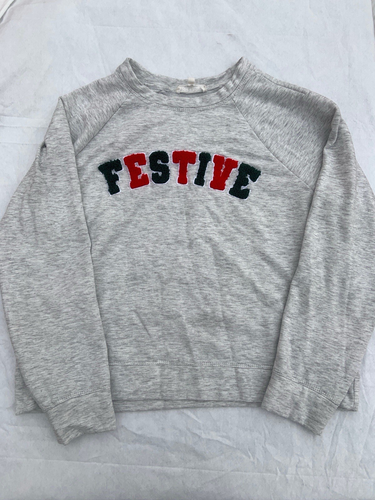 Workshop Republic Clothing Gray Holiday Crewneck Sweatshirt L/G Embroidered