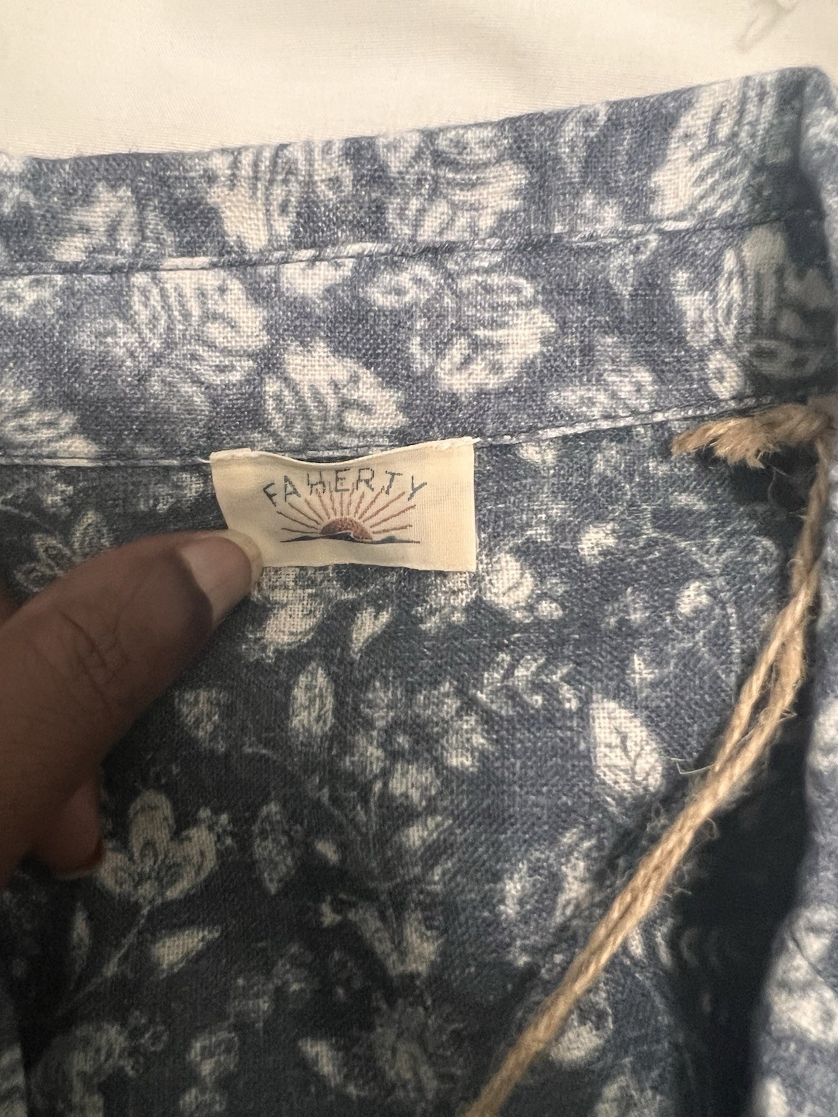 Faherty Catalina Linen Paradise Point Dress Medium Oceanview Blossom Blue Floral