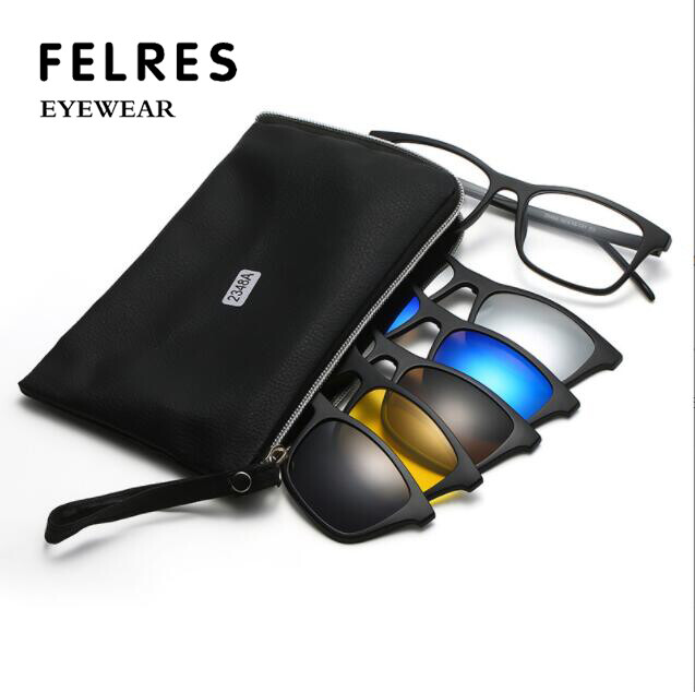 5 in 1 Magnetic Clip-on Reading Glasses For Men Women Polarized Sunglasses New