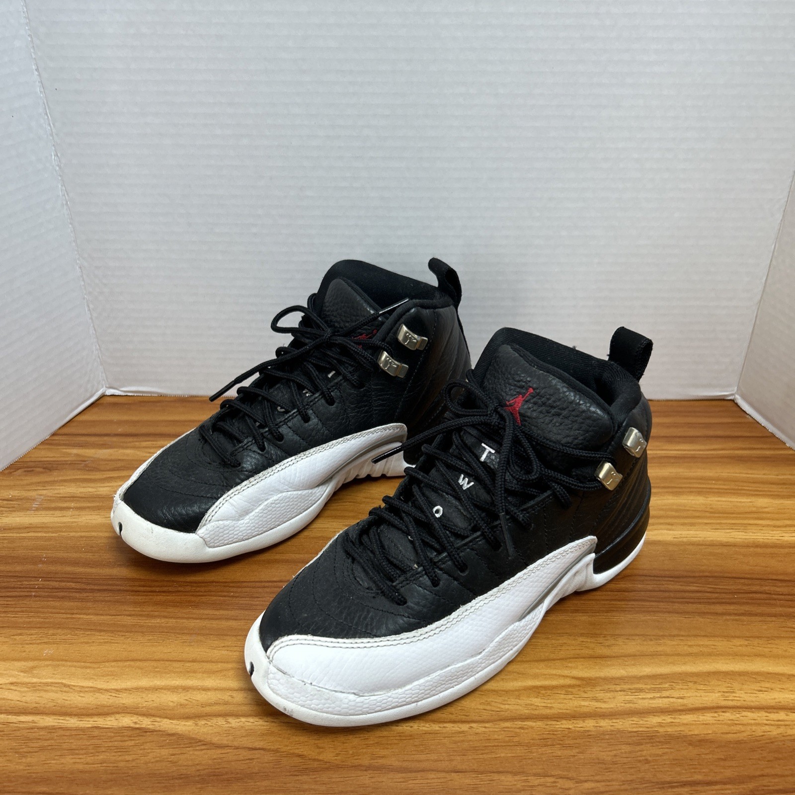 Jordan 12 Retro Playoffs 2022 GS Black White Red 153265-006 Kids Size 4.5 SP3472