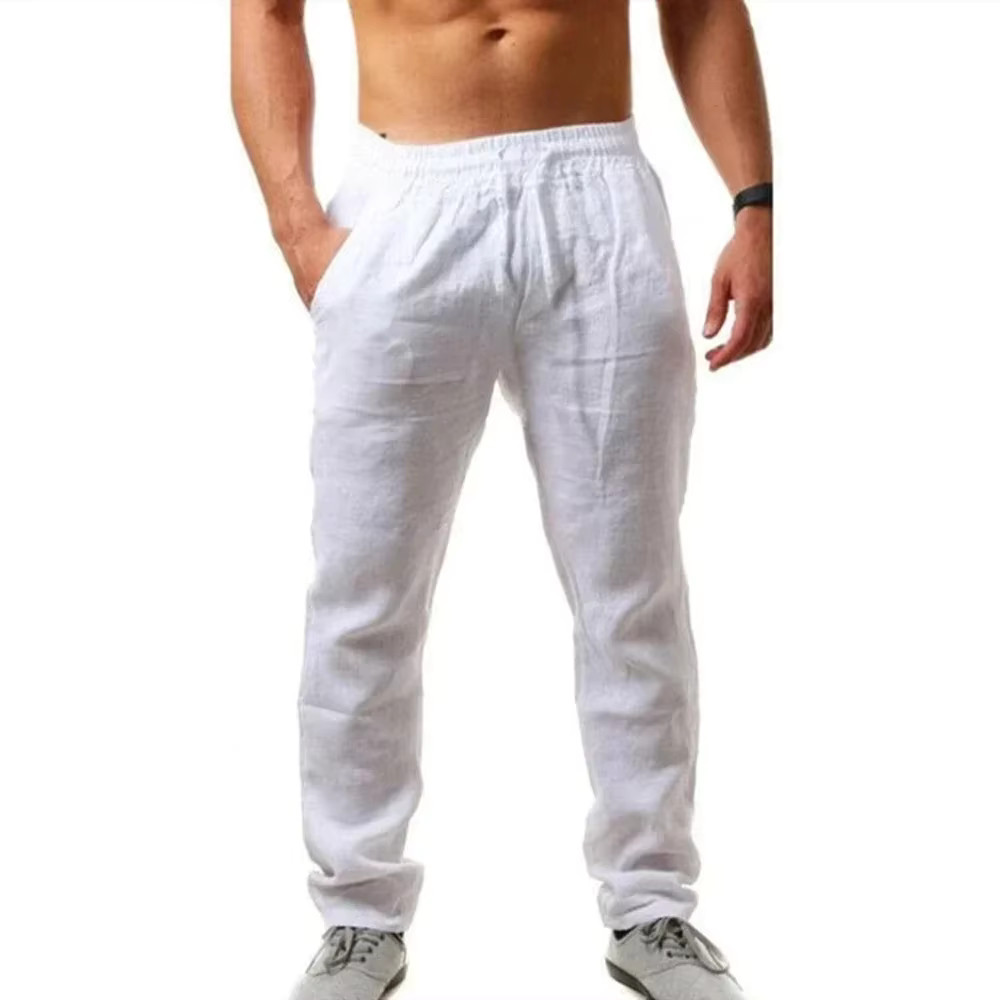 Summer Men’s Casual Elastic Waist Solid Color Breathable High Quality Pants Gift