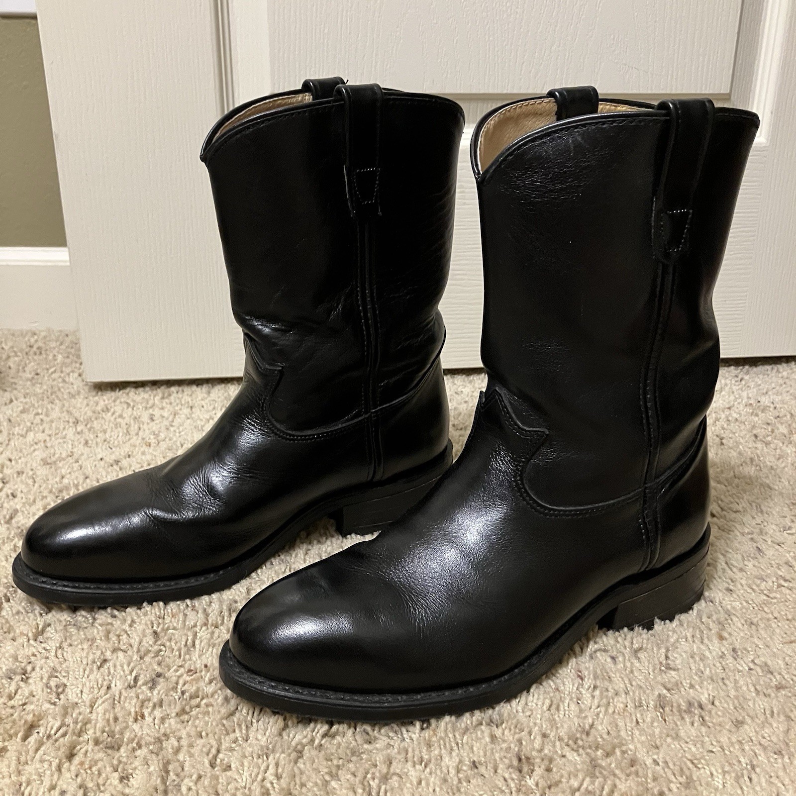 Vintage IRON AGE Boots STEEL TOE Black BIKER Western – Sz 8 EE Made in USA