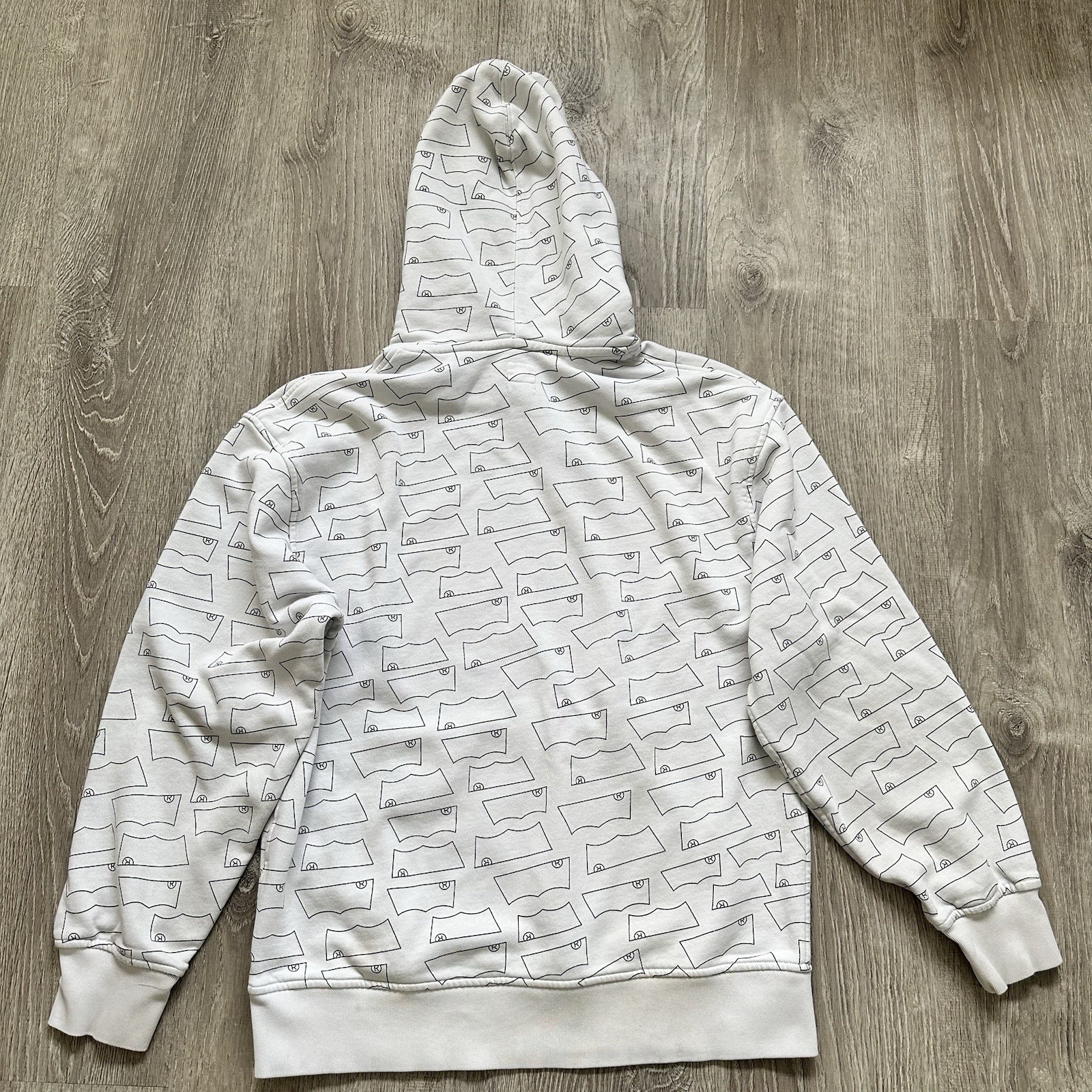 Levi’s Batwing Logo Relaxed Fit Pullover Fleece Hoodie Sweatshirt White Mens S