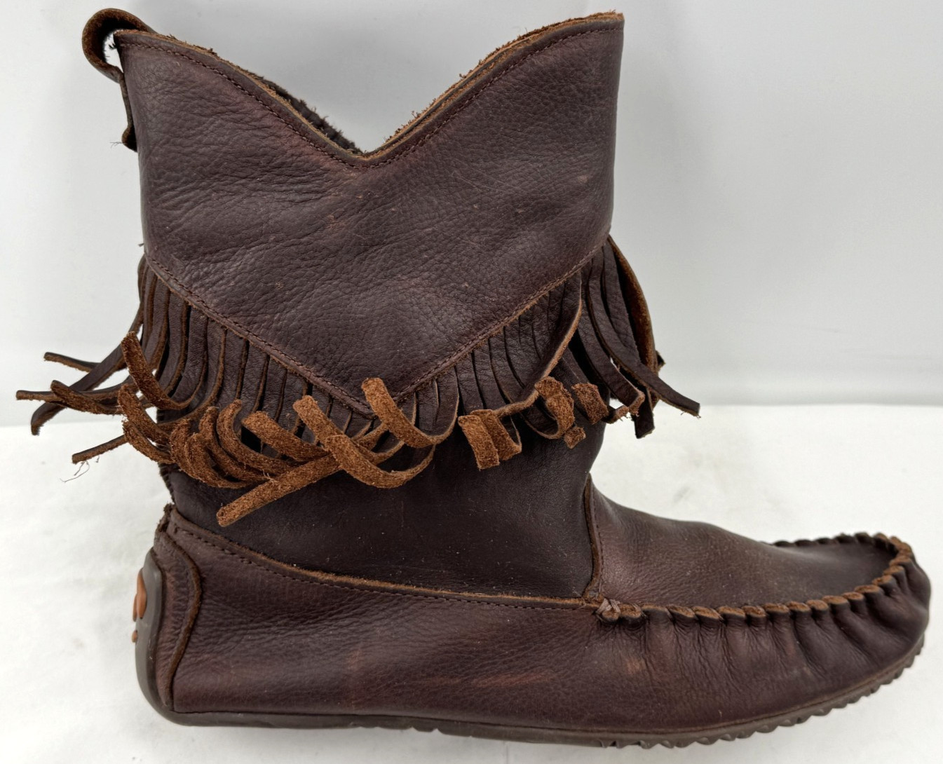 Manitobah Mukluks Indigenous Oiled Leather Dancer Boots Fringe Women’s Sz 8