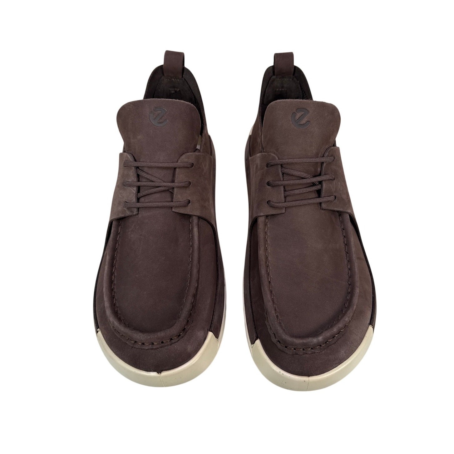 Ecco Cozmo Moccasin 2ND Mens 10-10.5 EU 44 Brown Nubuck Leather Mocha Lace up
