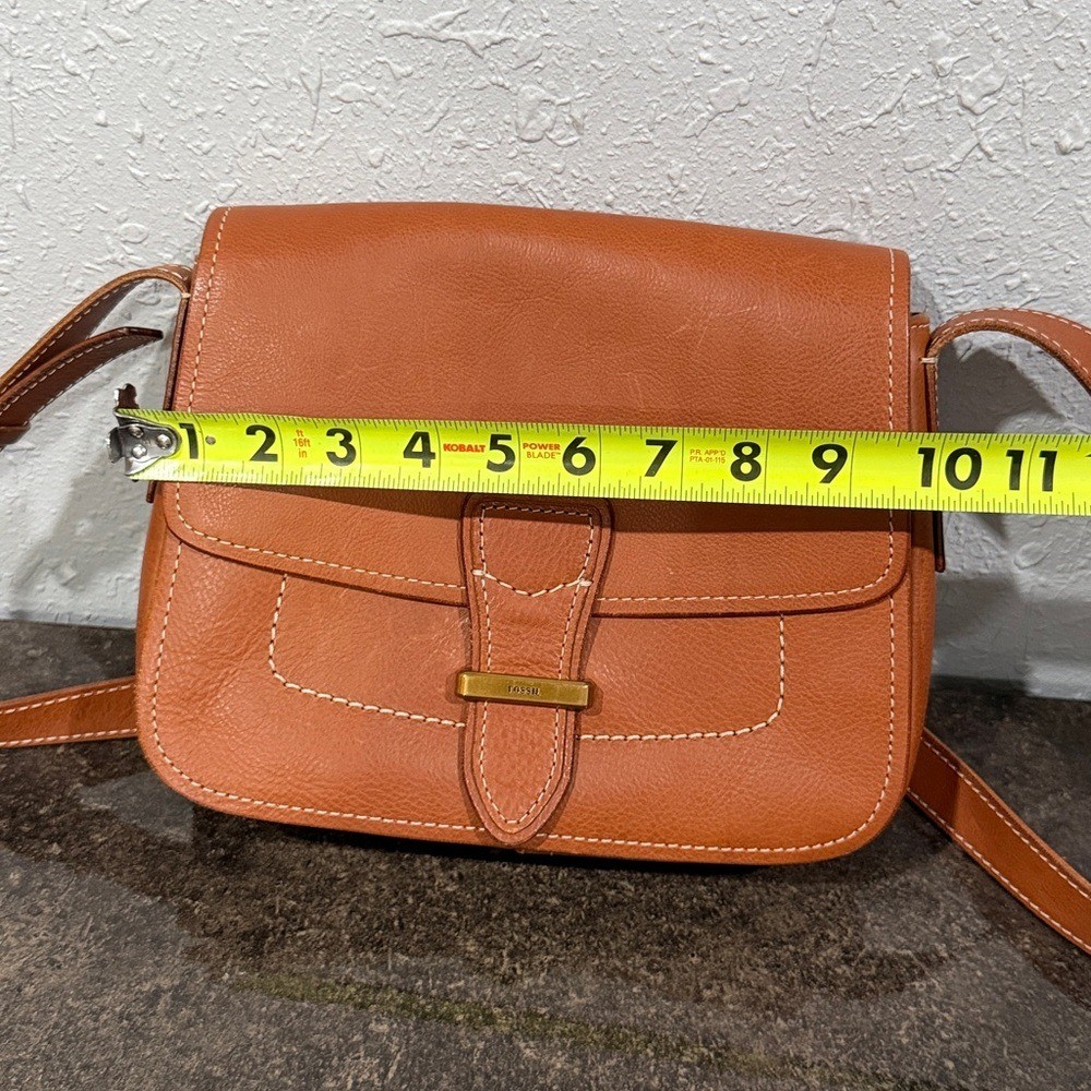 Fossil Tremont Leather Small Flap Crossbody Bag Cognac