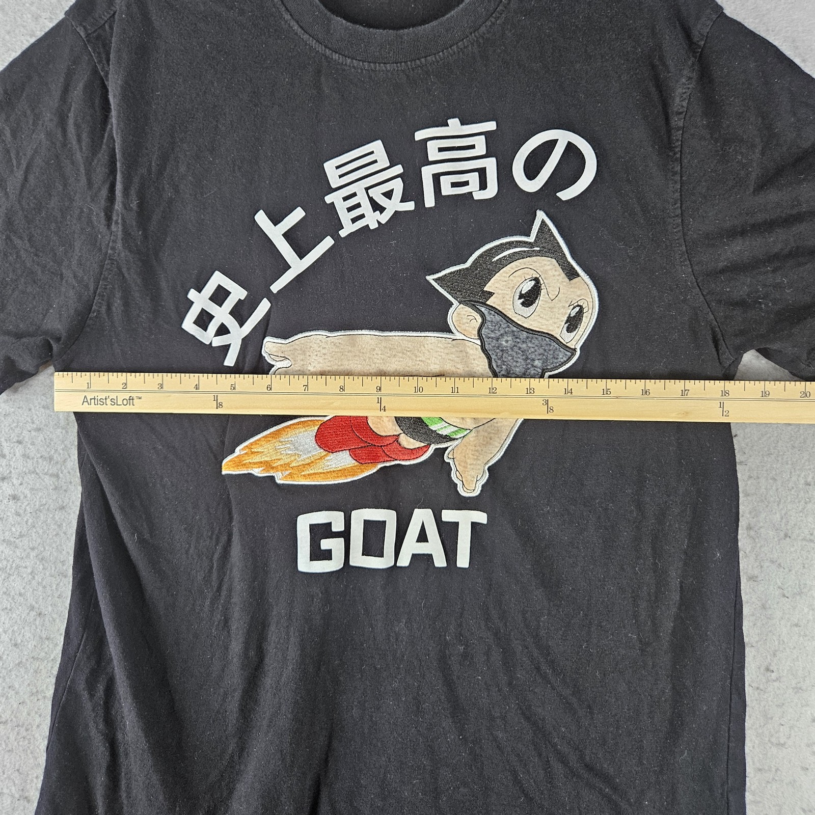 Rebel Minds Shirt Mens Large Black Astro Boy Anime GOAT Embroidered Graphic Tee