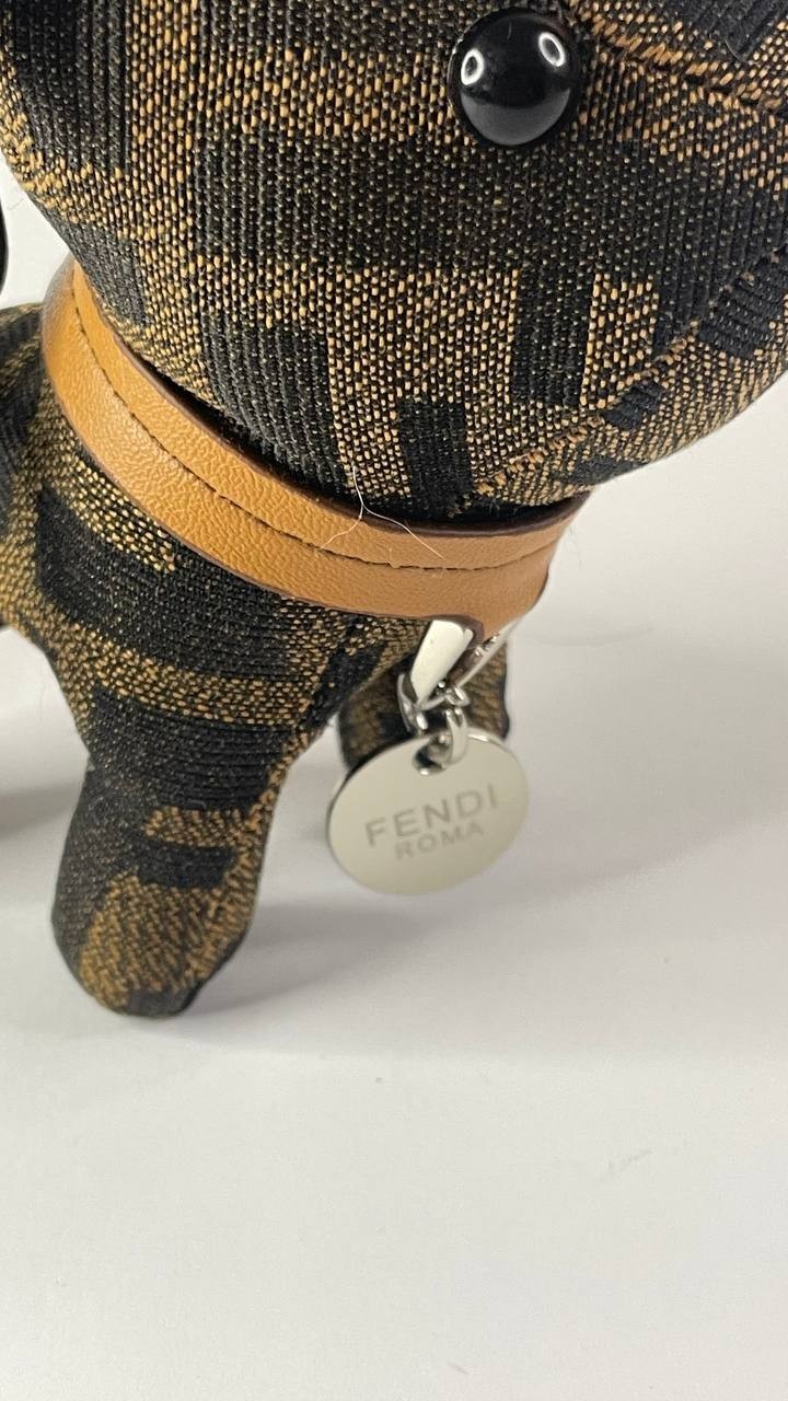 Fendi FF Monogram Dog Keychain Bag Charm Puppy