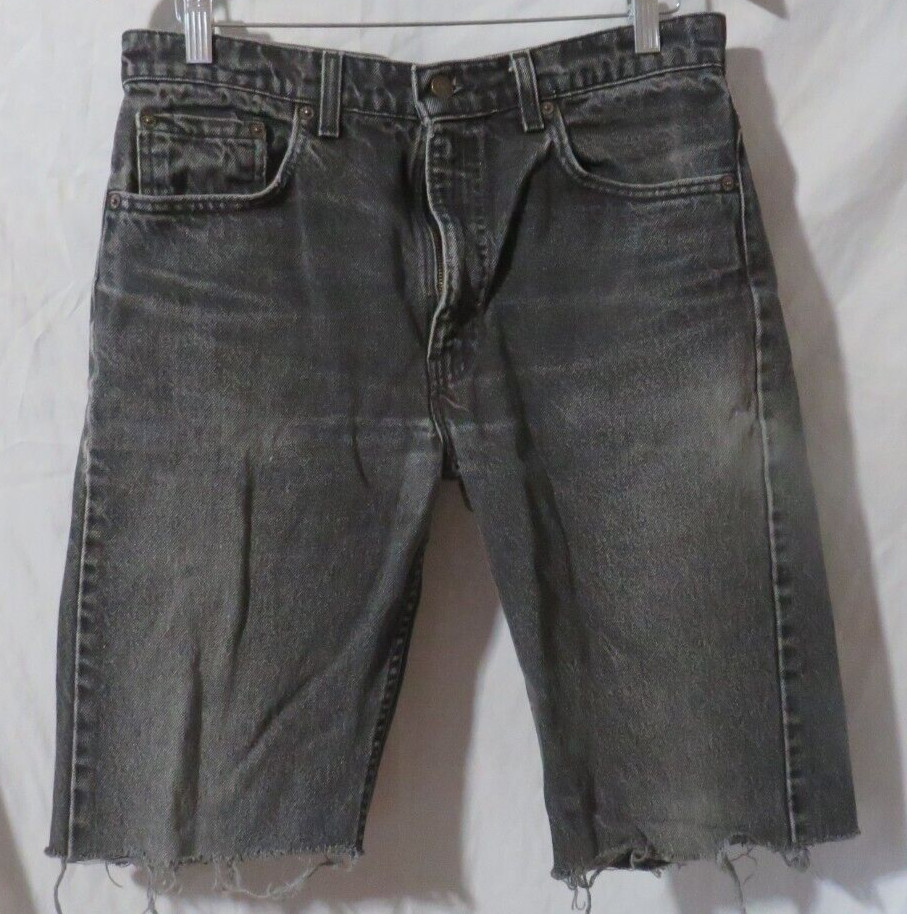 Vintage Levi’s 505 Black Jeans Custom Shorts Tag 34×32 Levis Inseam 11.5in