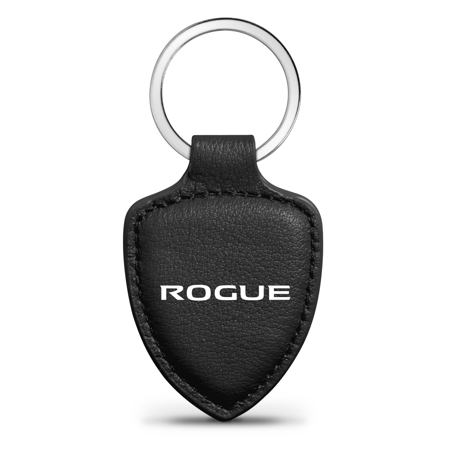 Nissan Rogue Black Real Leather Shield-Style Key Chain