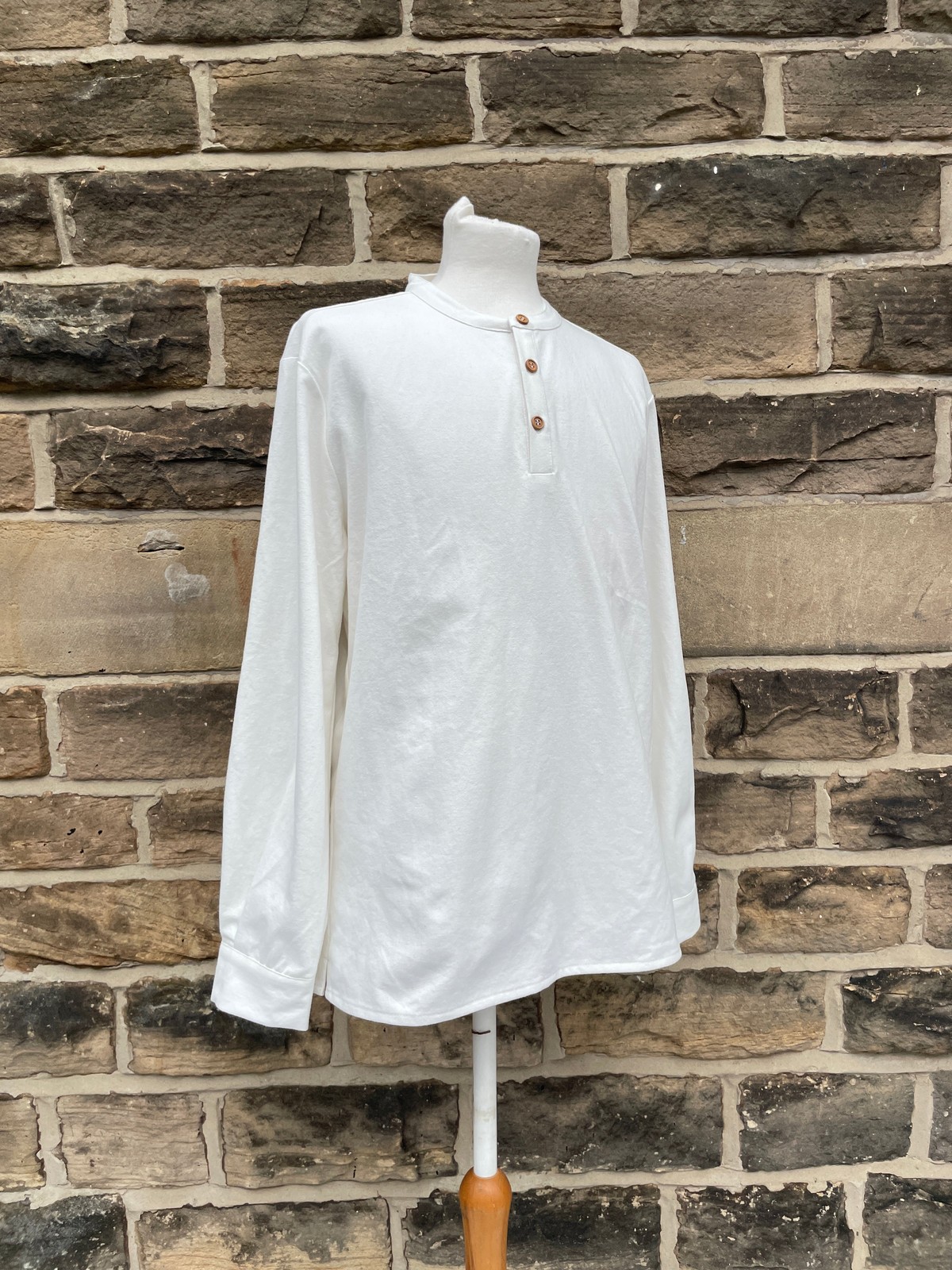 Collarless Grandad Shirt Cotton Organic Smock Top – White – All Occasions