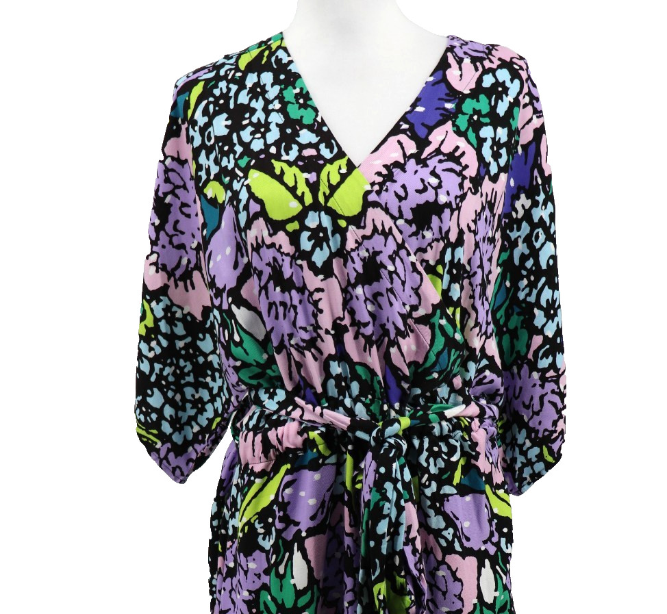 Melissa McCarthy Seven7 Midi Wrap Dress Womens Sz 1 X 14W 16W Purple Floral New