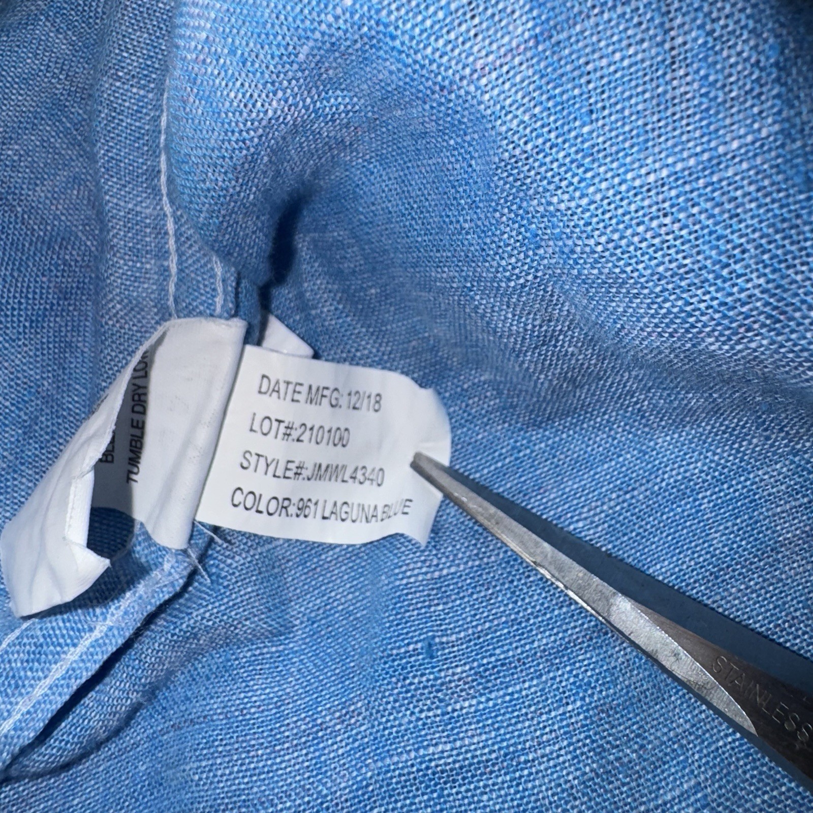 Johnnie-O Polo Long Sleeve Button Down Shirt Linen Cotton Laguna Blue Men Medium