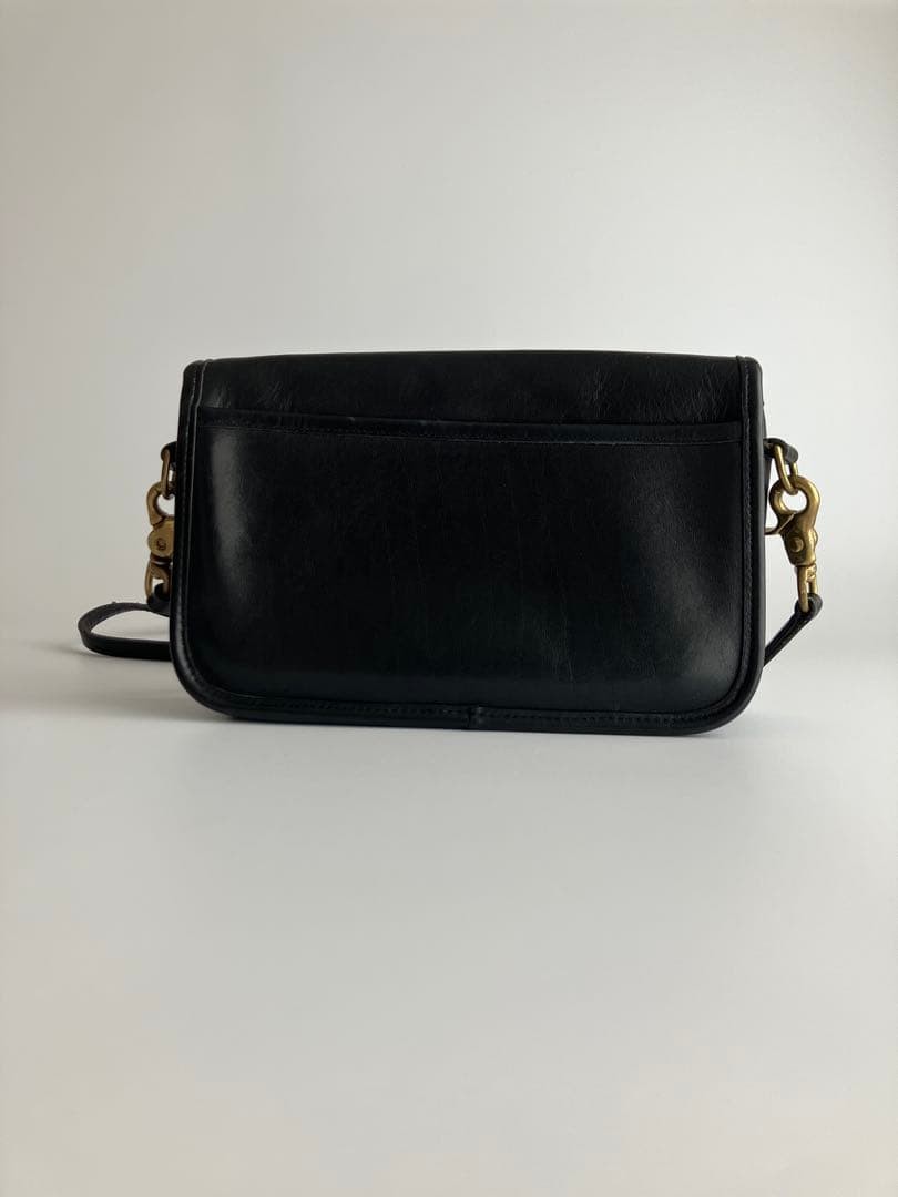 Coach Old Leather Shoulder Bag Black 9.3 x 5.9 x 1.4 inches Used