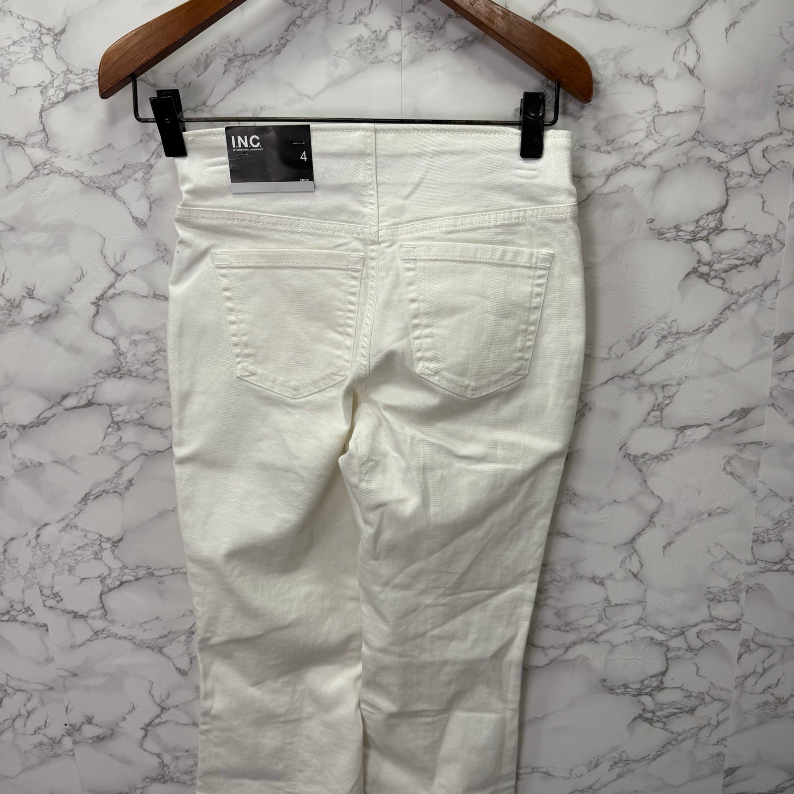 INC International Concepts Crop Jeans sz 4 White Denim NEW #G880