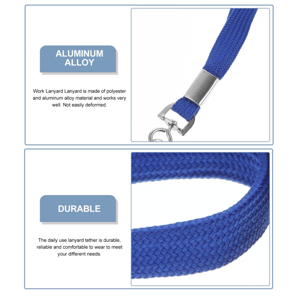 Reusable Blue Polyester Office Neck Lanyards with Aluminum Alloy 6Pcs Set