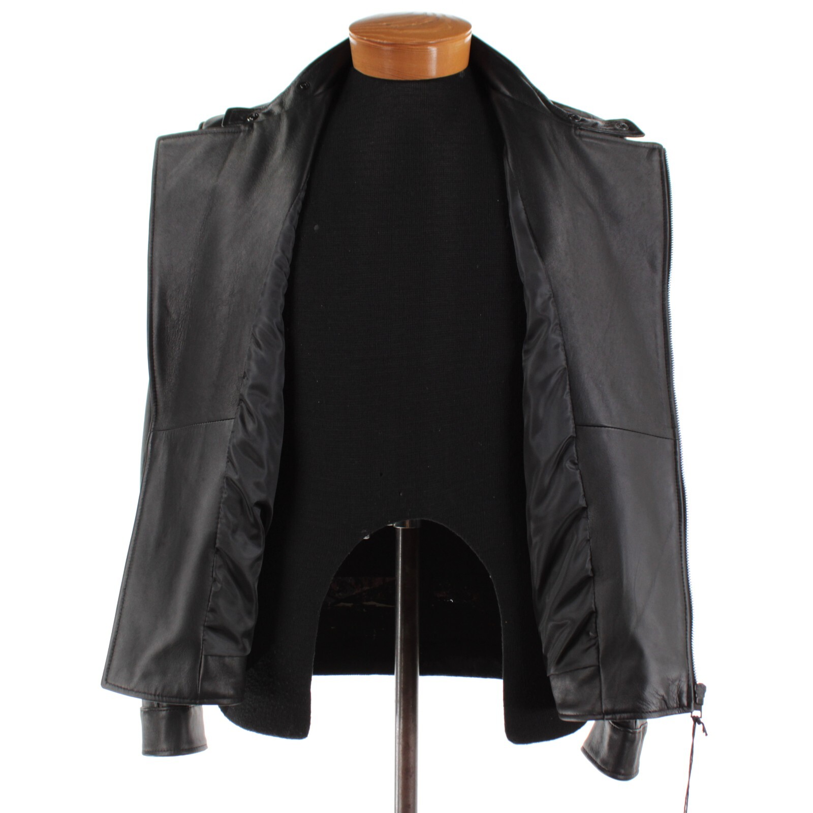 Latini NWD 100% Leather Asymmetrical Jacket Size 50 (M US) In Solid Black