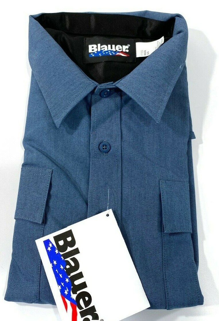 NEW BLAUER MENS SHORT SLEEVE RAYON BLEND SHIRT 8910 FRENCH BLUE HEATHER 3XL REG