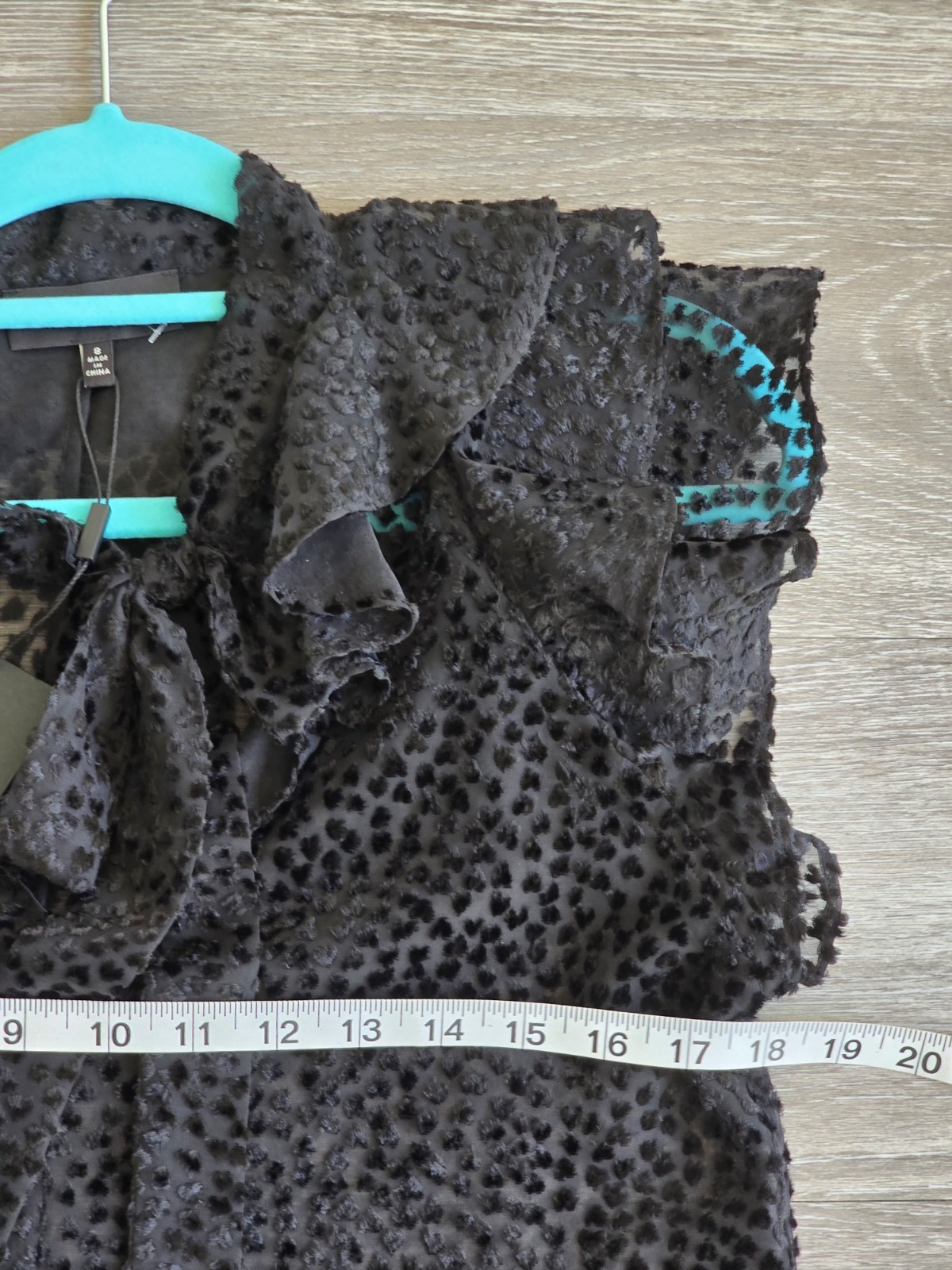 NWT Robert Rodriguez Women’s Black Sheer Flutter Sleeve Blouse. Sz 8