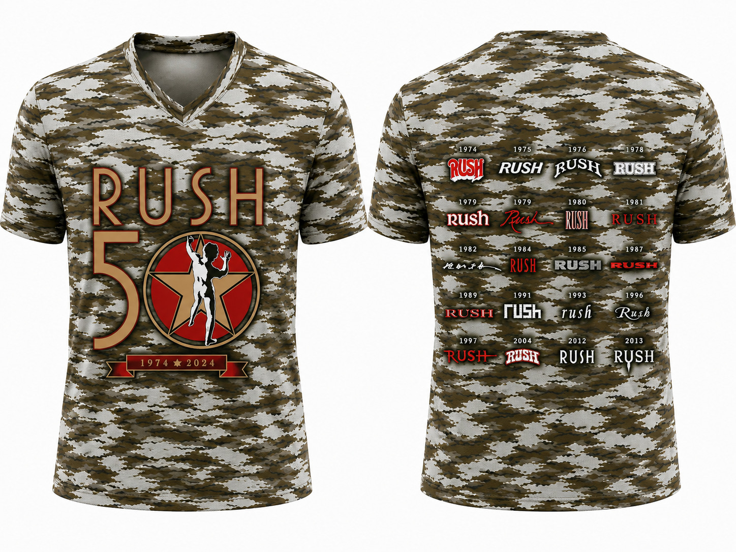 Rush R50 Anniversary Shirt 2026 Tour, Rock Band Camo Shirt, 100% polyeseter