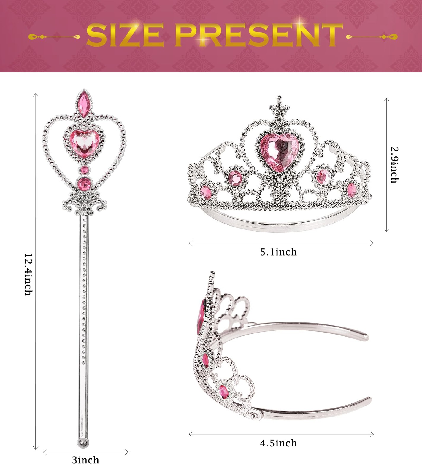Princess Dress up Accessories Princess Crown Tiara for Little Girls, Toddler Tia