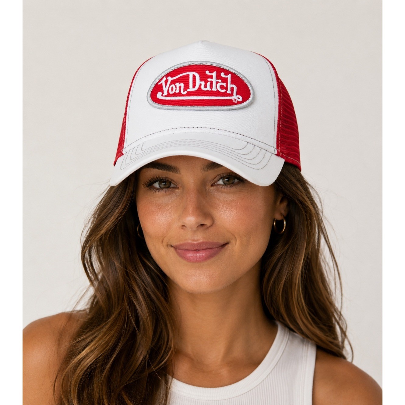 NEW Von Dutch Hat Gym RED White Patch Trucker Mesh SnapBack Cap Retro unisex Y2K