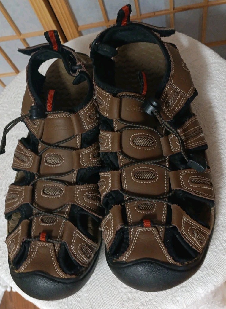 Eddie Bauer Mens Brown Leather And Man Made Tommy Summer Sandal Size 10