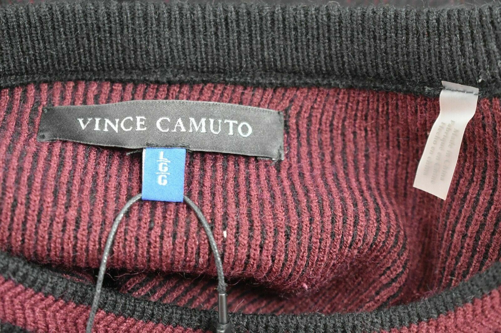 Vince Camuto Mens Long Sleeve Ribbed Cuff Tipped Crew Neck Pullover Sweater