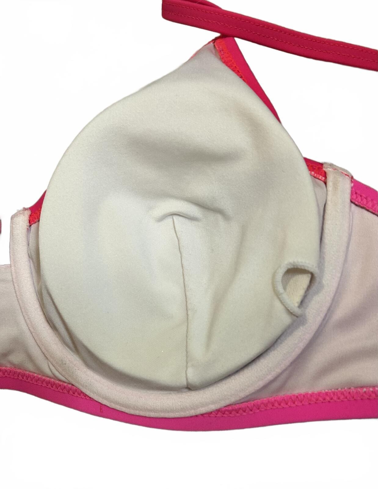 POPVIL Pink Red Colorblock Mix&Match Bikini Top Adjustable Straps