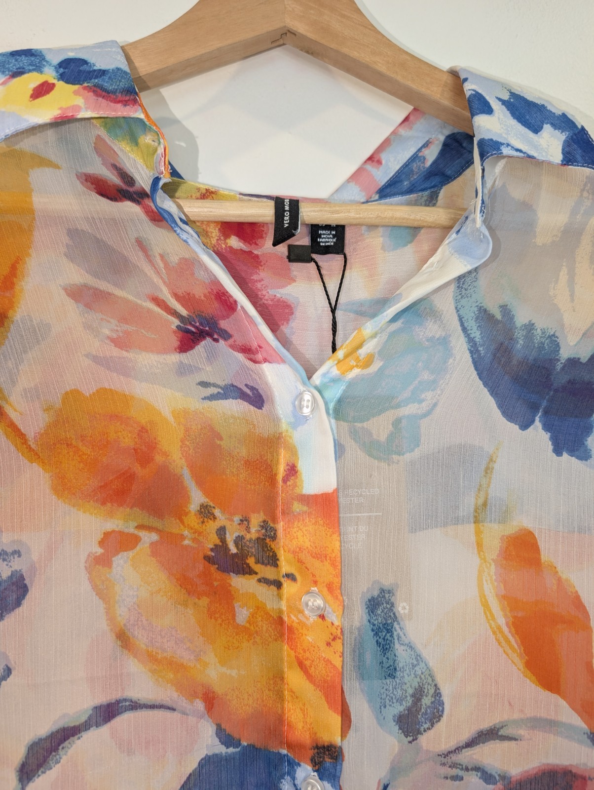 Vero Moda Top Watercolour Blouse Semi Sheer New Tags Medium Floral RRP $99.95