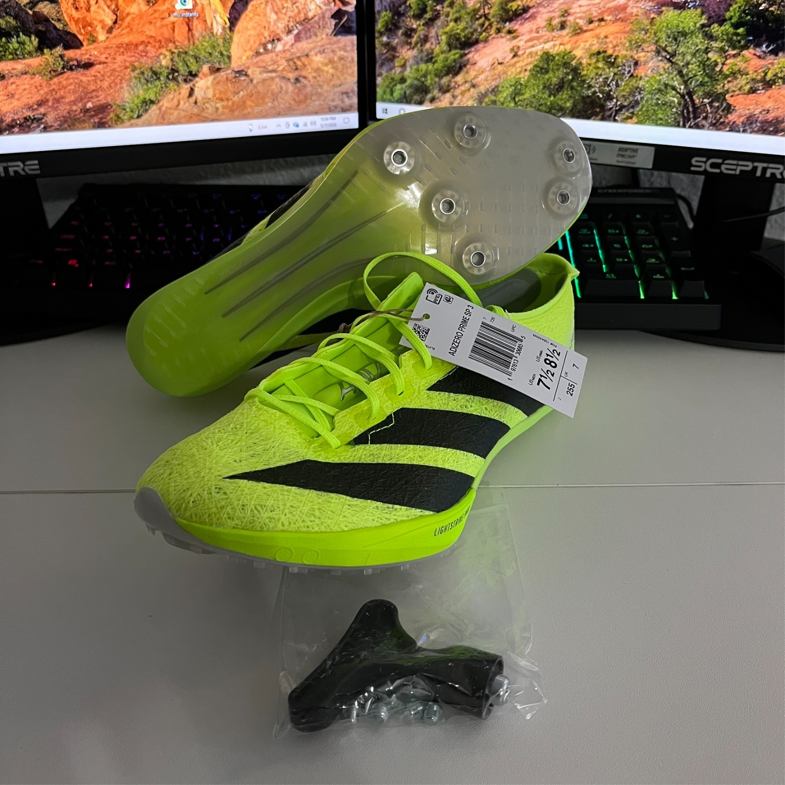 Size 7.5 – adidas Adizero Prime SP 3 Strung Lucid Lemon Black