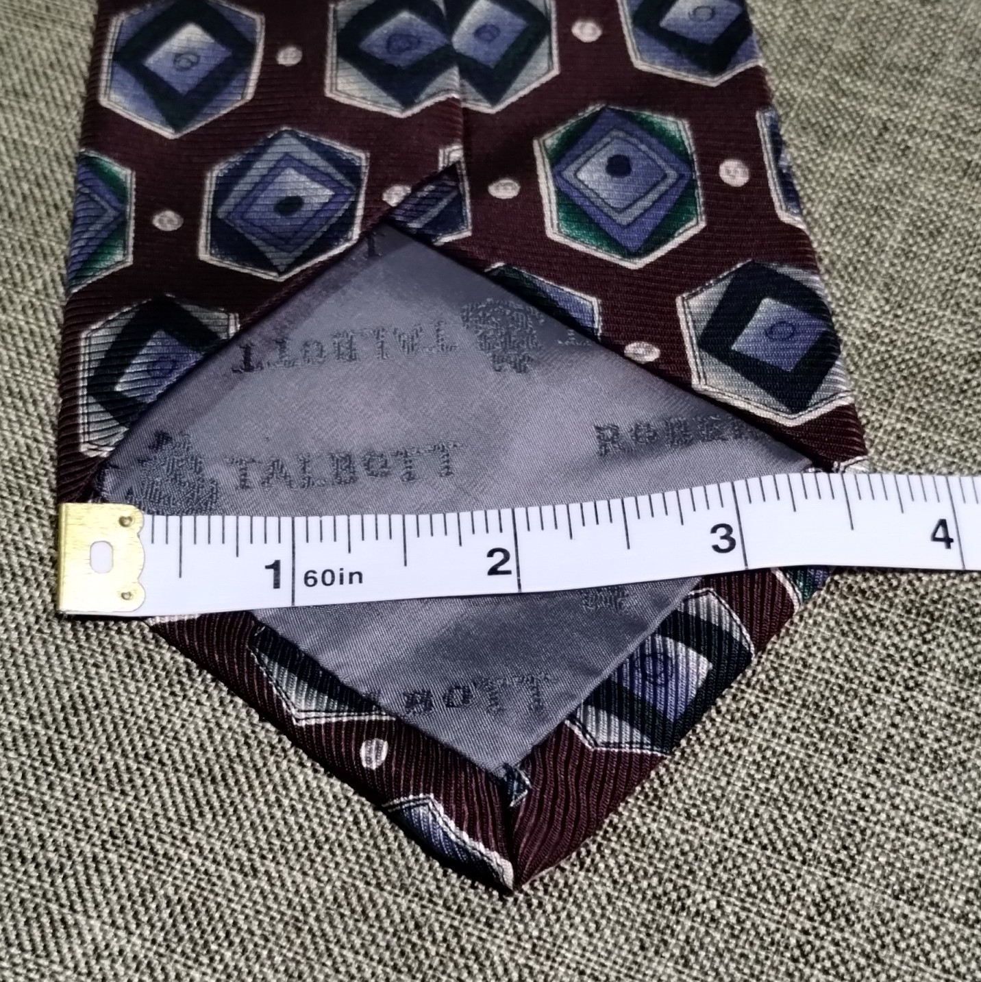 Robert Talbott Silk Geometric Tie Burgundy Blue Green White Classic 57″-60″