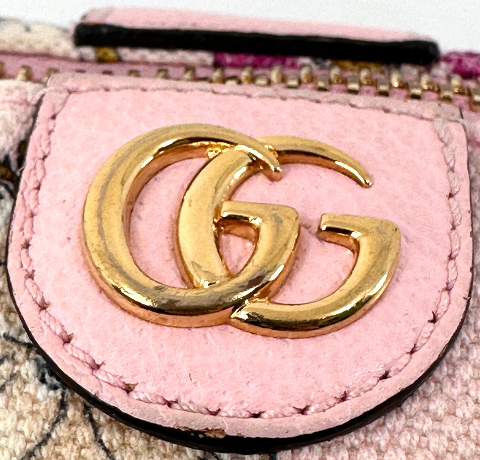 GUCCI Pouch Purse Ophidia GG Flora Pink Canvas Authentic T441