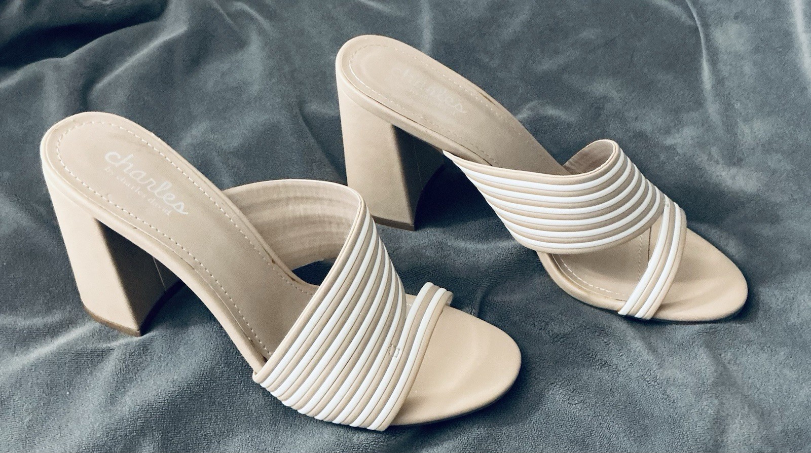 Charles by Charles David 8.5M Shoes Sandals Tan Striped Rhythmic Block Heel