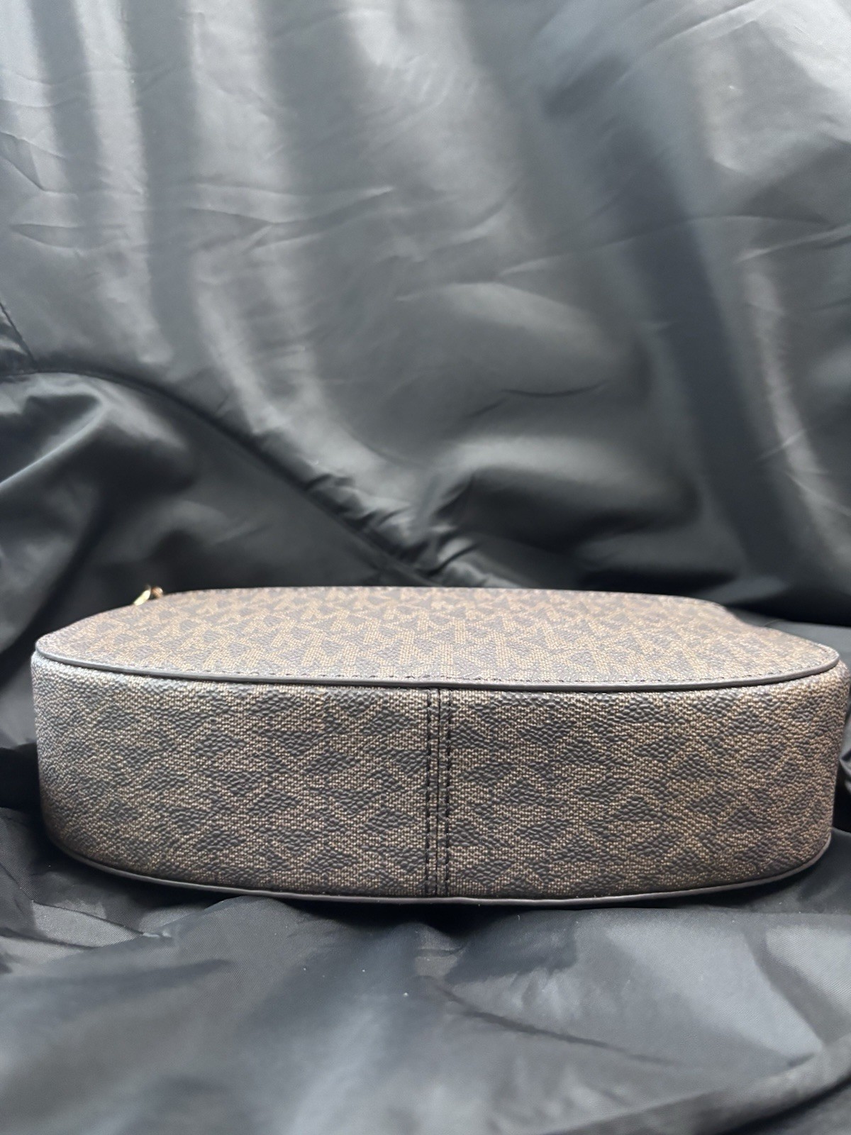 Michael Kors Brown Monogram Small Shoulder Bag Gold Chain Strap Magnetic