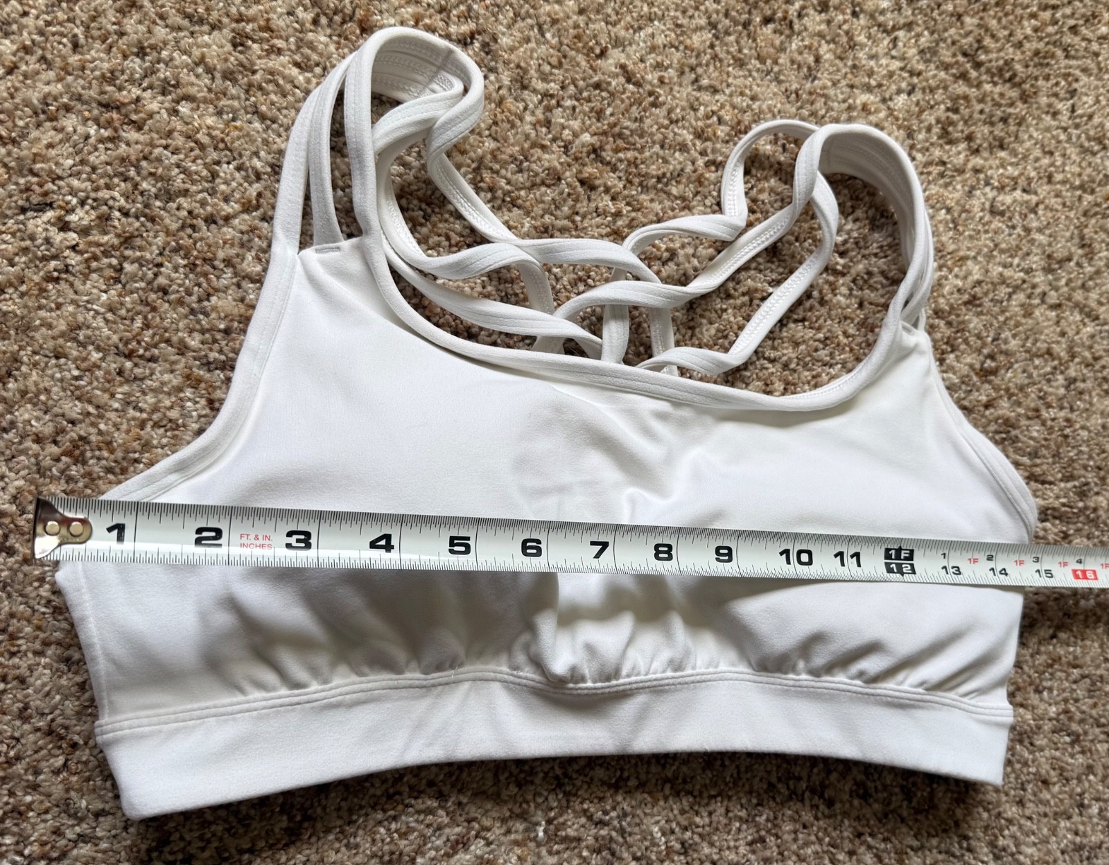 Athleta Womens White Multi Strap Lattice Back Sports Bra 591284-01 Medium NWOT