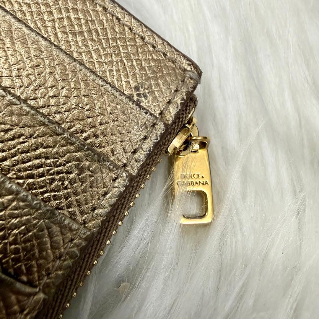 DOLCE & GABBANA DG Logo Card Case Coin Pouch Wallet Gold