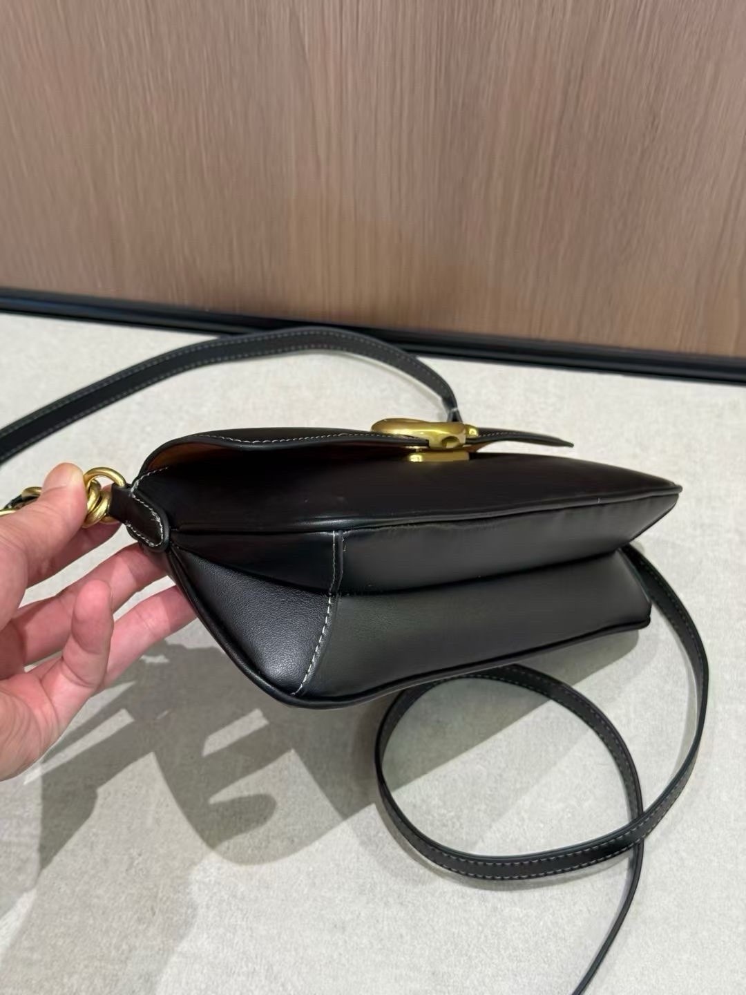 COACH CAM16 Jet Shoulder Bag Black Leather Crossbody New